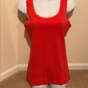 Jones New York Sport Orange Cotton Tank with Lace Detail in Size Medium